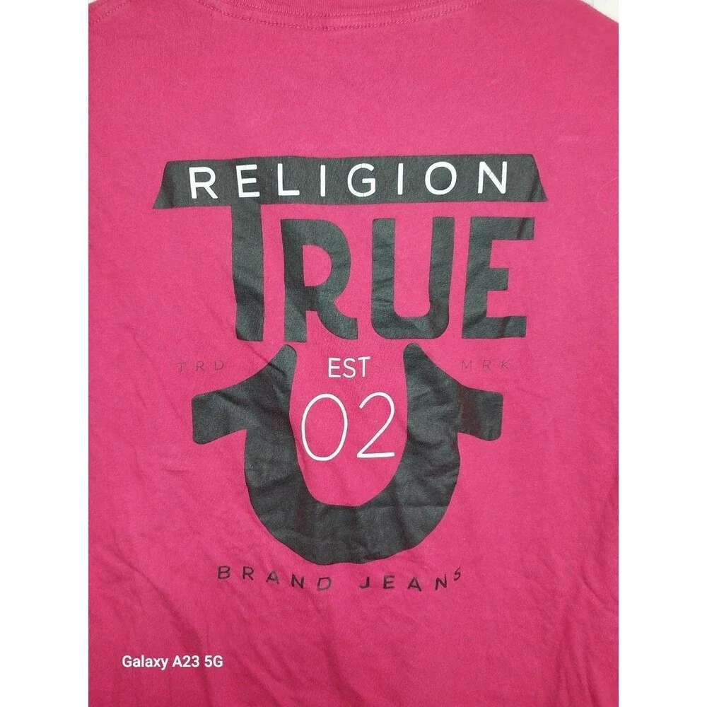 True Religion Shirt Mens Large Red 2024 Logo Double Sided Graphic Tee